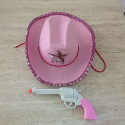 Pink Cowgirl hat And Toy Gun Women's Costume Accessory 