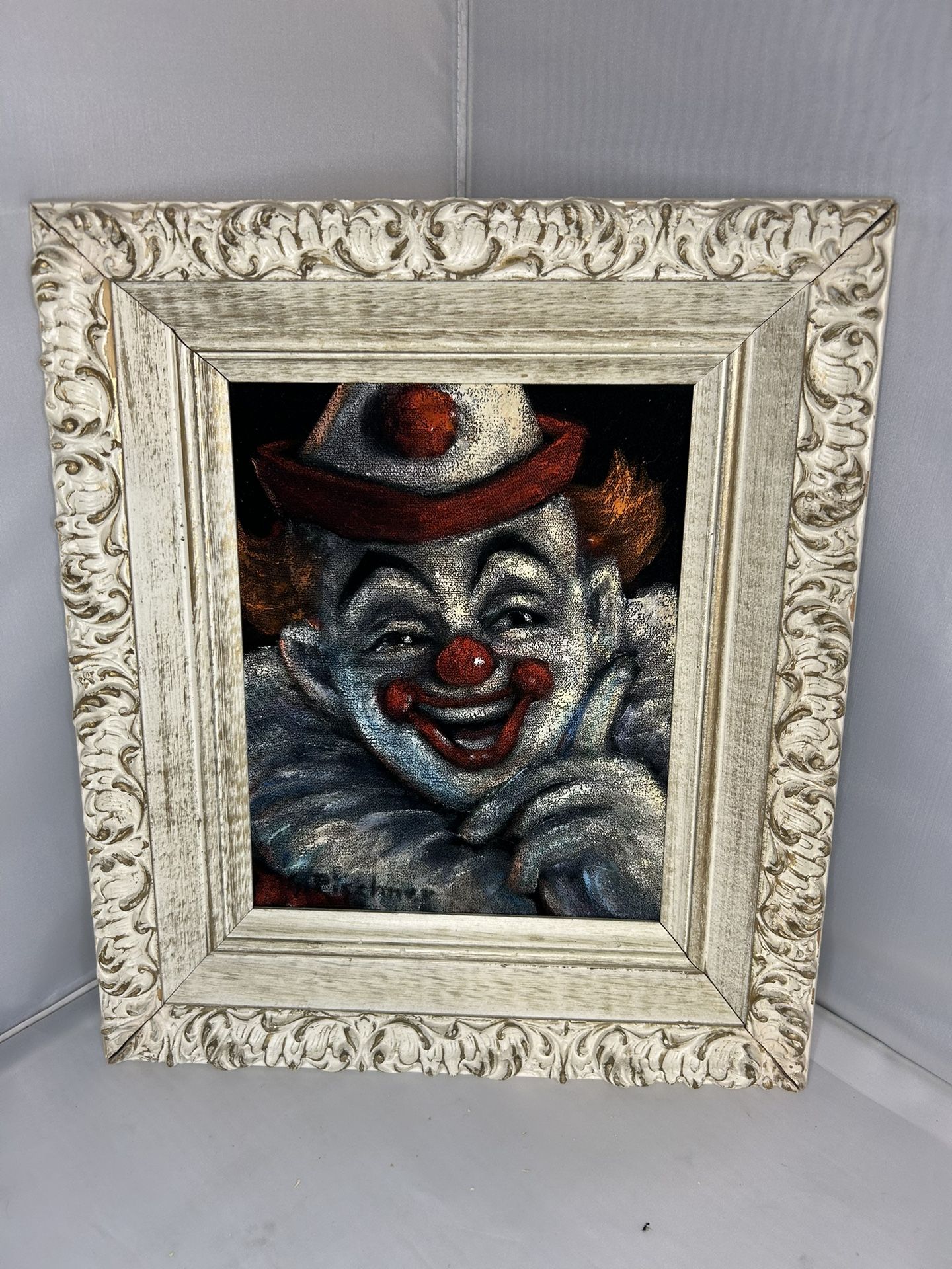 Vintage Clown Painting on Black Velvet