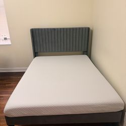 Almost New Velvet Bed Frame + Memory Foam Mattress Full Size– Moving Sale 