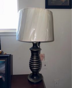 White and chrome table side lamp