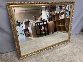 French Inspired Ornate Golden Dalia Patterned Hanging Mirror