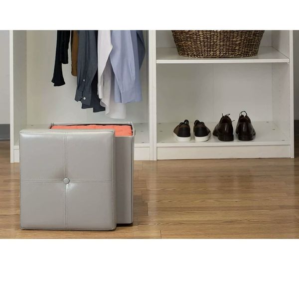 Simplify Folding Storage Ottoman, Toy Box Chest, Faux Leather,Tufted Padded Seat for Sale in