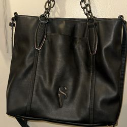 Black Simply Vera Vera Wang Handbag with Chain Straps