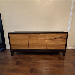 One New Heavy Stunning Solid Wood Sideboard Credenza With Three Cabinet Doors