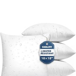 Package of 4 18x18 Exterior Pillow Fills, Water Resistant Decorative Pillow Fills, Patio Interior Cushion Pads, Furniture, Sofa, Bed, Living Room