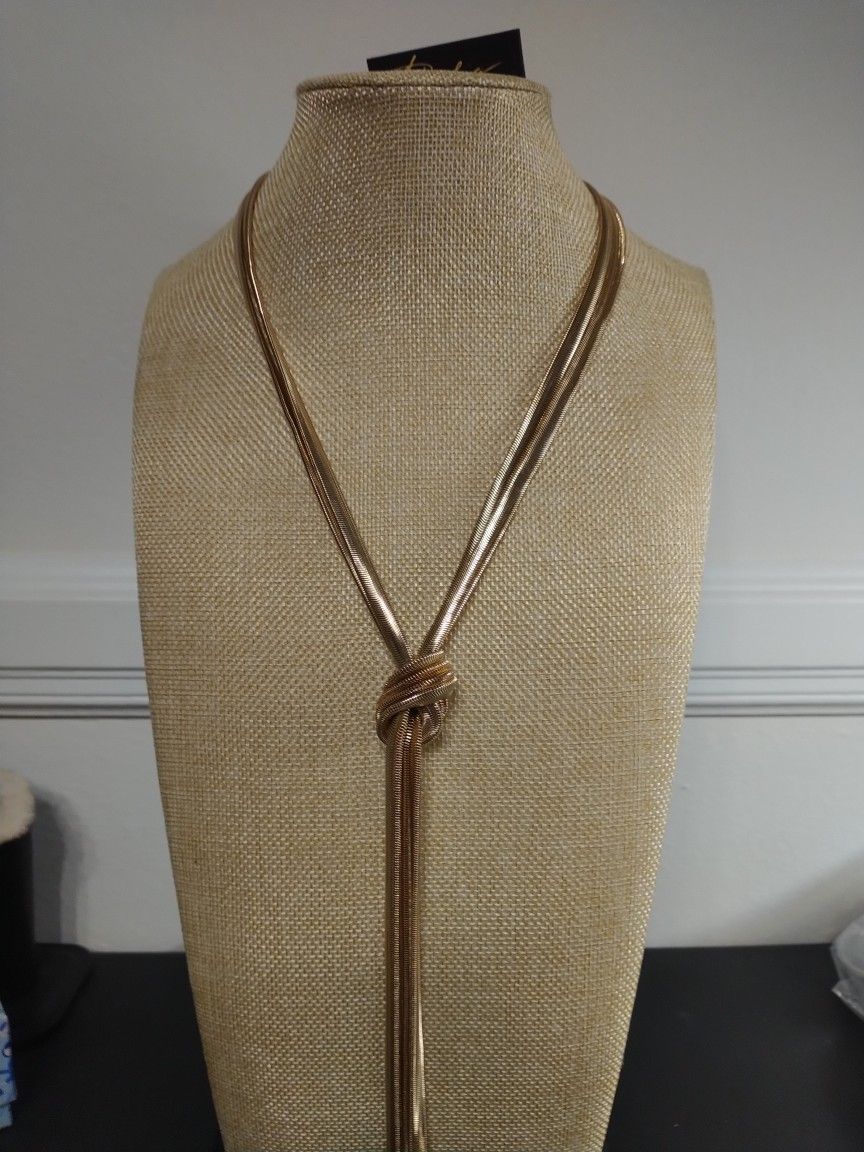 36 Inch Double Chain Gold Tone Necklace