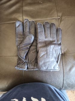 Black Calf Skin Fleece Lined Gloves