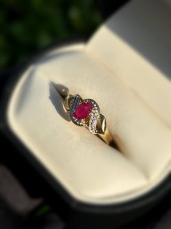 Jewelry 10k solid yellow gold rose quartz 0.5CTW ring sz 7.00