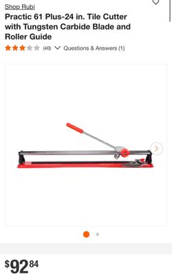 Practic 61 Plus-24 in. Tile Cutter with Tungsten Carbide Blade and Roller Guide