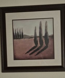 Framed Landscape Art Print with Dark Wood Frame