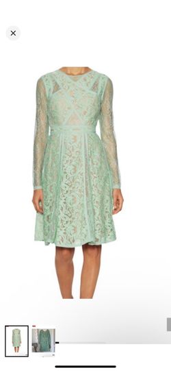 Bcbg Mallory aqua mint nude lace dress size 12