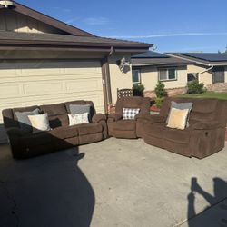 Couch + Love Seat + Recliner Set