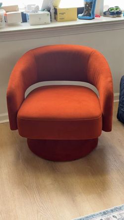 Orange Velvet Swivel Accent Chair