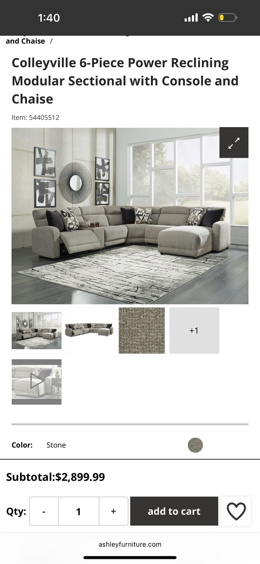 ASHLEY FURNITURE Power Reclining Sectional Modular Sofa 