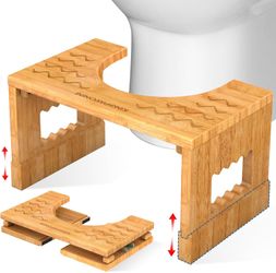 Bamboo Folding Toilet Stool - Adjustable Height: 7in & 9in