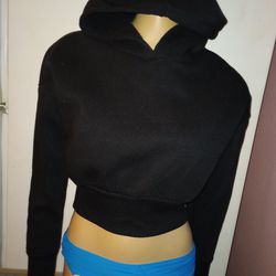 Hearts & Hips Black Crop Hoodie Size Small, NWOT 