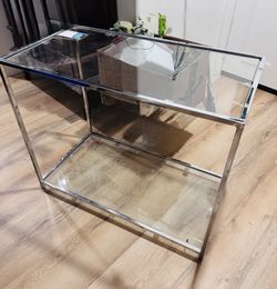 Stainless Steel Credenza Table with glass