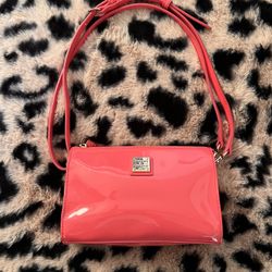 Dooney & Bourke Patent Leather Hot Pink Janine Crossbody Clutch Purse