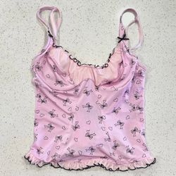 Y2K Victoria Secret Sexy Little Things Corset Bustier Top Pink Bows Coquette