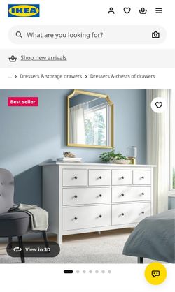 HEMNES 8-drawer dresser, white stain, 63x37 3/4 "