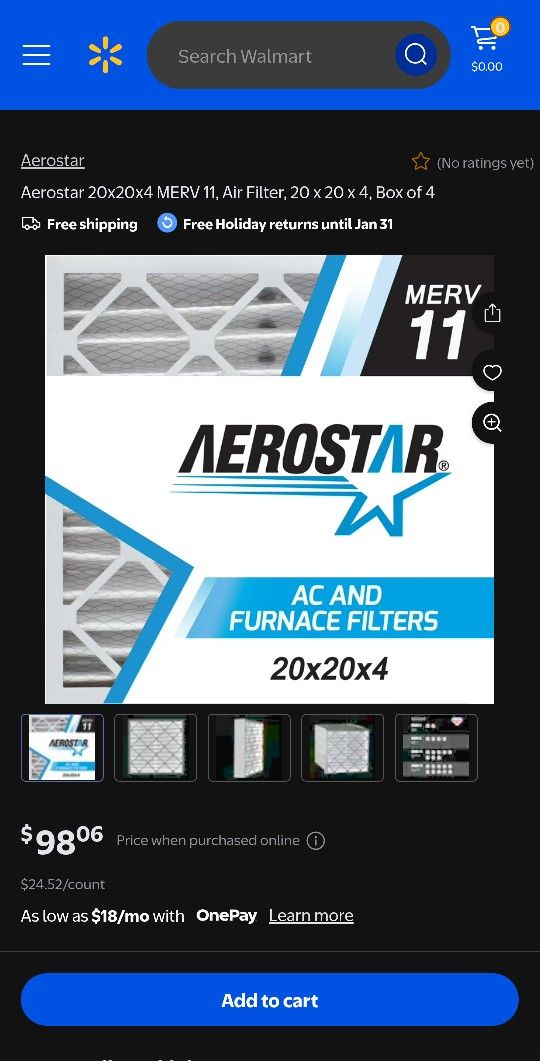 Air Filter MERV 11 Box Fan HVAC 20x20x4 MERV 11