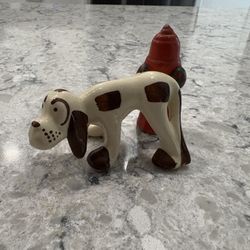 Vintage Porcelain Bully Dog and Fire Hydrant 