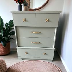 Vintage Green Wood Dresser 