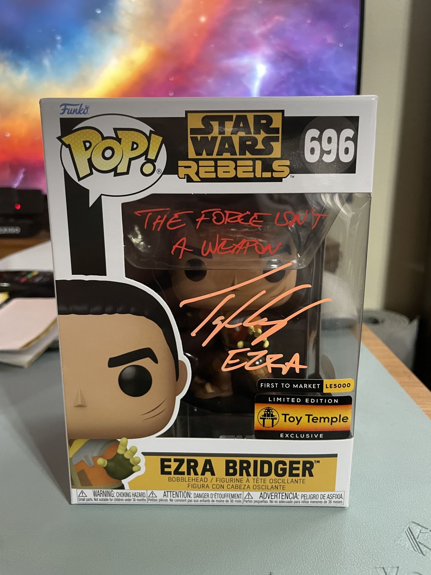 Funko Pop Star Wars Rebels #696 Ezra Bridger Toy Temple Exclusive First To Market LE 5000 Signed & JSA Certified 