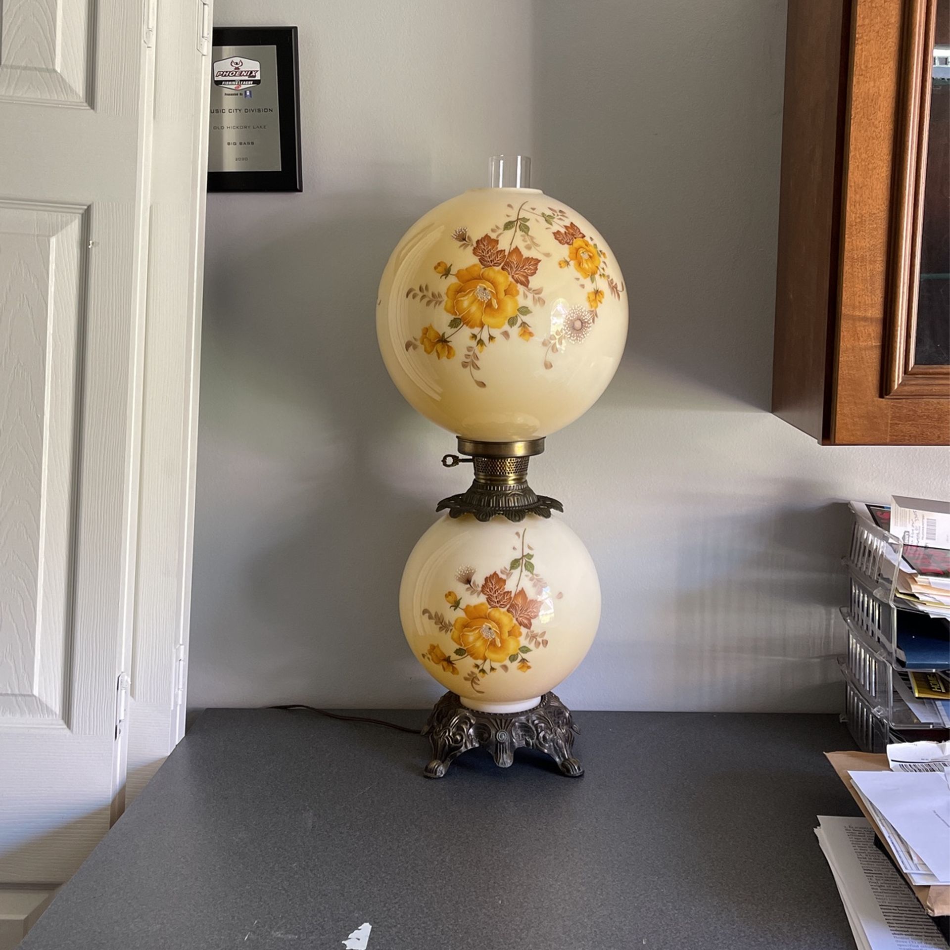 Vintage Double Globe 3 Way Gone With The Wind Parlor Lamp