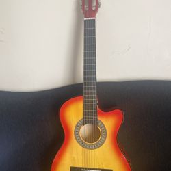 Full Size Acoustic Bluegrass Cutaway Guitar- With Gig Bag. Sunburst 