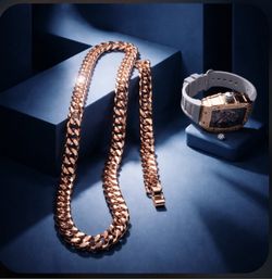 Rose Gold Filled Jewelry Lot Necklace Bracelet Watch Earrings Cubic Zirconia