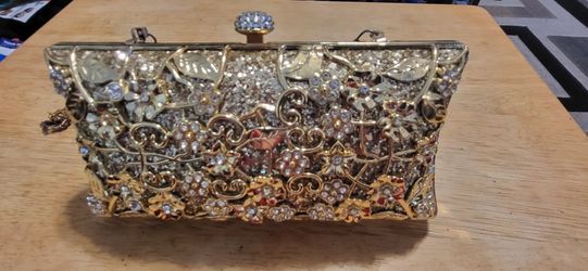 Hard Jewel Decorated Golden Purse