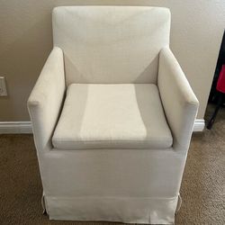 Cream Upholstered Skirted Armchair