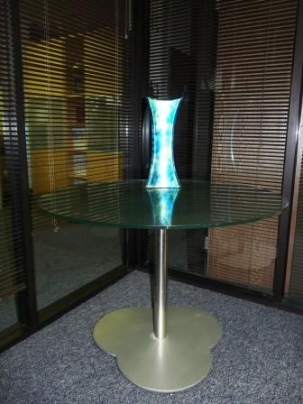 Elegant Glass and Silver Metallic Round Table (42” inch)