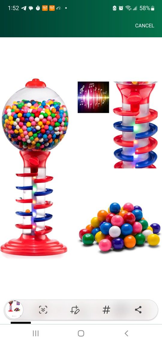 🍬 BRAND NEW Light & Sound Spiral Gumball Machine – 21" – Gumballs Included!