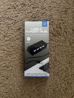 USB-A 4 Port Hub with LED Indicators