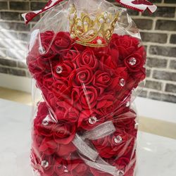 Rose Bear With Crown And Diamonds 