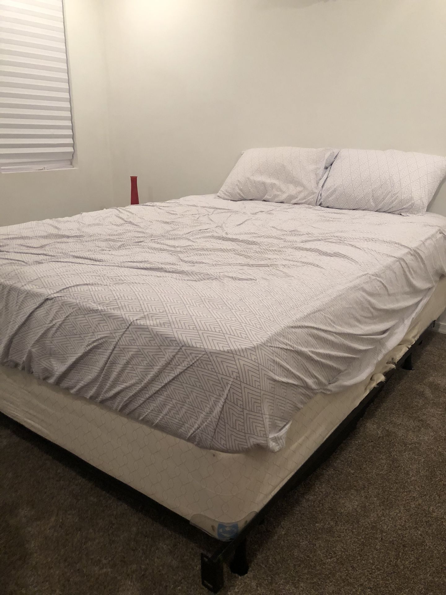 Queen bed set for sale: mattress,box spring, and bed frame