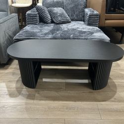 47" Farmhouse Wood Coffee Table Mid Century Modern Center Table Boho Living Room Tables for Living Room Office,Black 