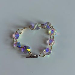 Handmade Beaded Art Jewelry Wonderfully Created Shining Prism Rainbow Aurora Bracelet