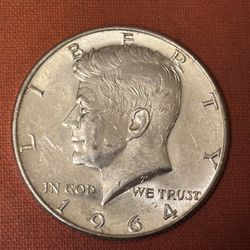 Half Dollar 1964   Vintage Silver Coin USA 