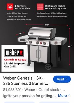 Weber Genesis II SX-335 Liquid Propane Gas Grill