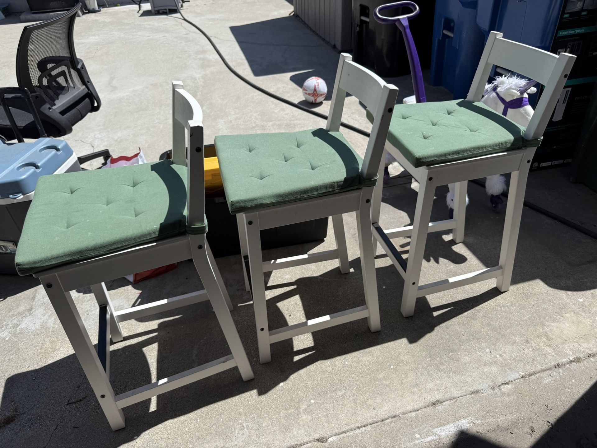 IKEA white stools.