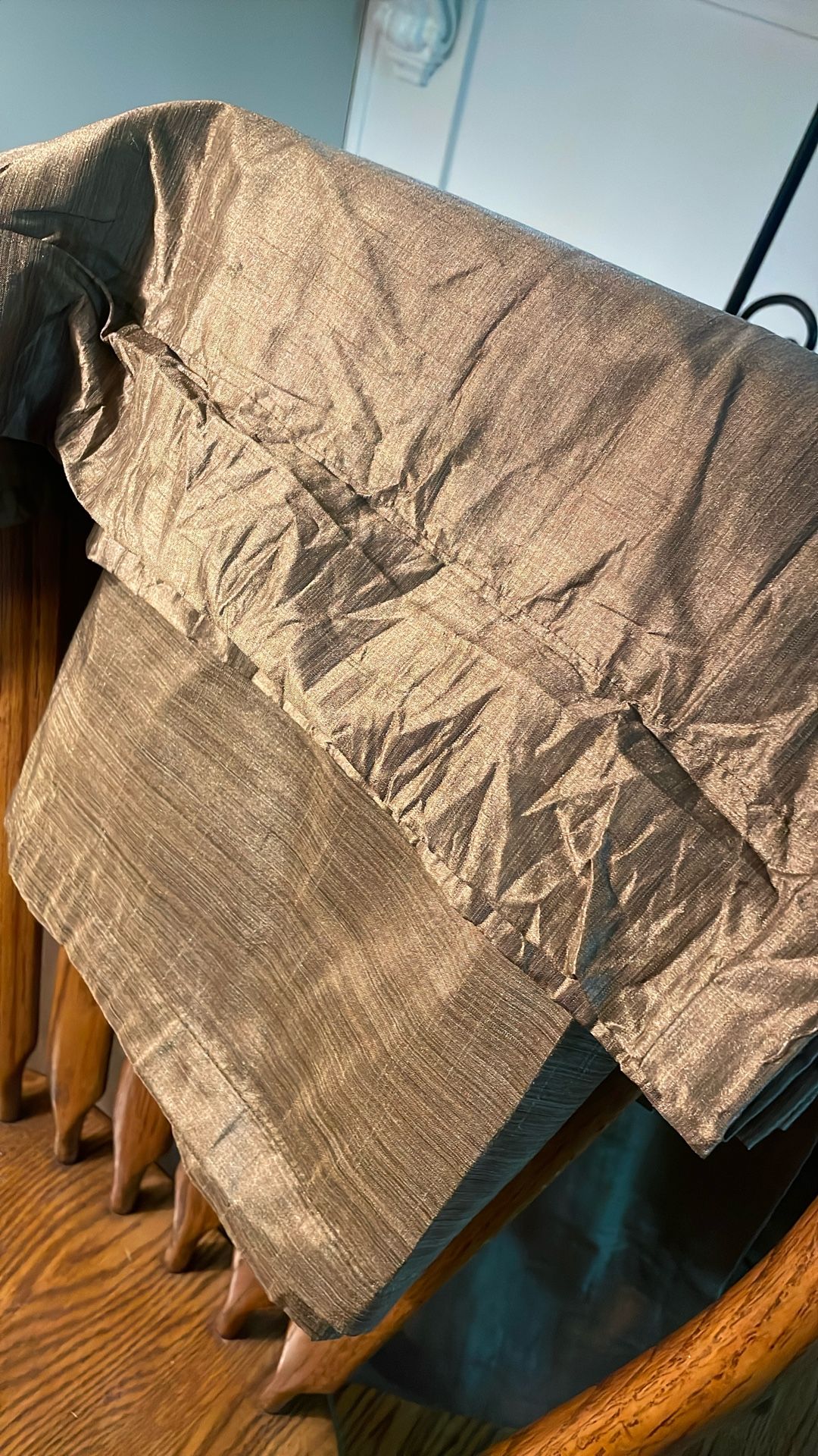 2 Brown Rod Top Curtain Panels
