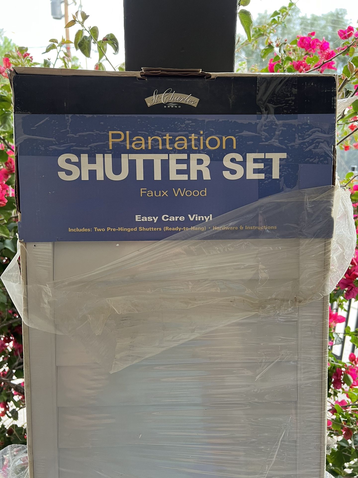 Easy Care Vinyl Plantation Interior Shutter Set White Faux Wood