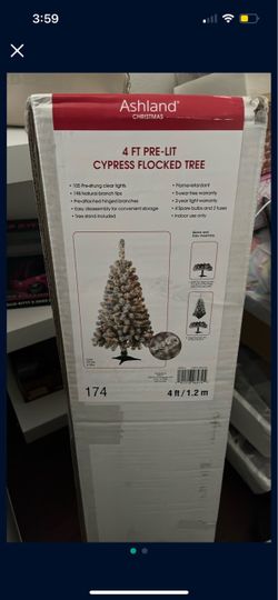Ashland 4 FT Pre-Lit Cypress Flocked Christmas Tree