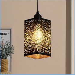 Brand New Cage Pendant Light for Kitchen Island, Modern Black Hanging Light Fixture for Entryway, Small Single Pendant Light for Bedroom Foyer, 1 Pack