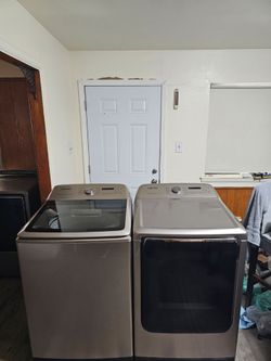 CHAMPAGNE SAMSUNG WASHER AND DRYER SET BOTH ELECTRIC XL CAPACITY 5.4 CU EXCELLENT CONDITION DELIVERY AVAILABLE FOR EXTRA FEE
