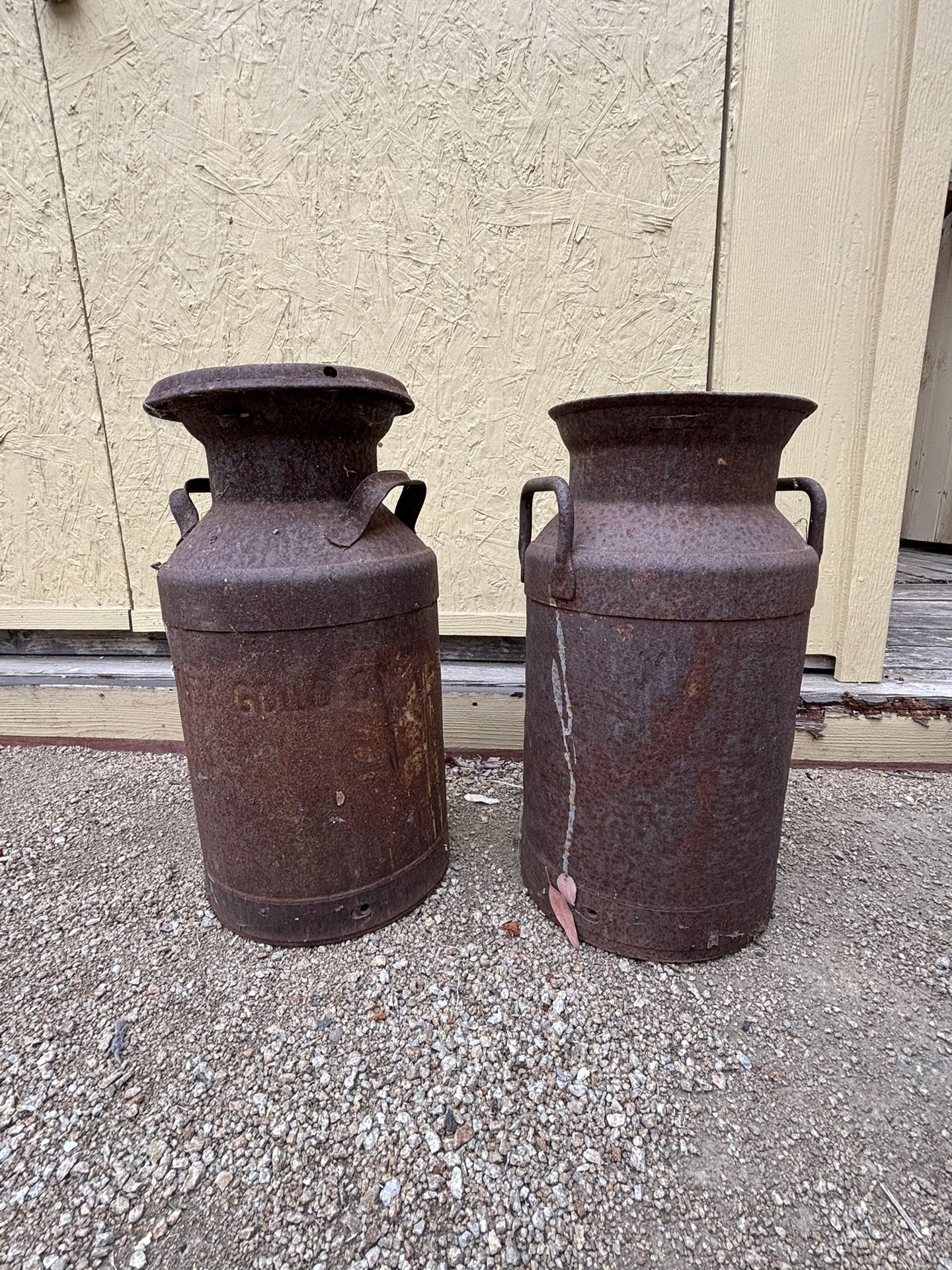 Pair Vintage Milk Cans