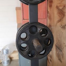 IVANKO BARBELL COMPANY OLYMPIC PLATES: BLACK RUBBER-ENCASED 25 LB PAIR EZ-LIFT ("REVOLVER") BUY THE LAST 3 PAIRS 》ONLY  $150.0 (SAVE $30.00)